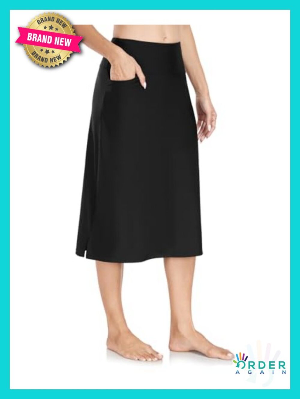 Women's Midi Swim Skort with Legging Built-in Shorts UPF50+